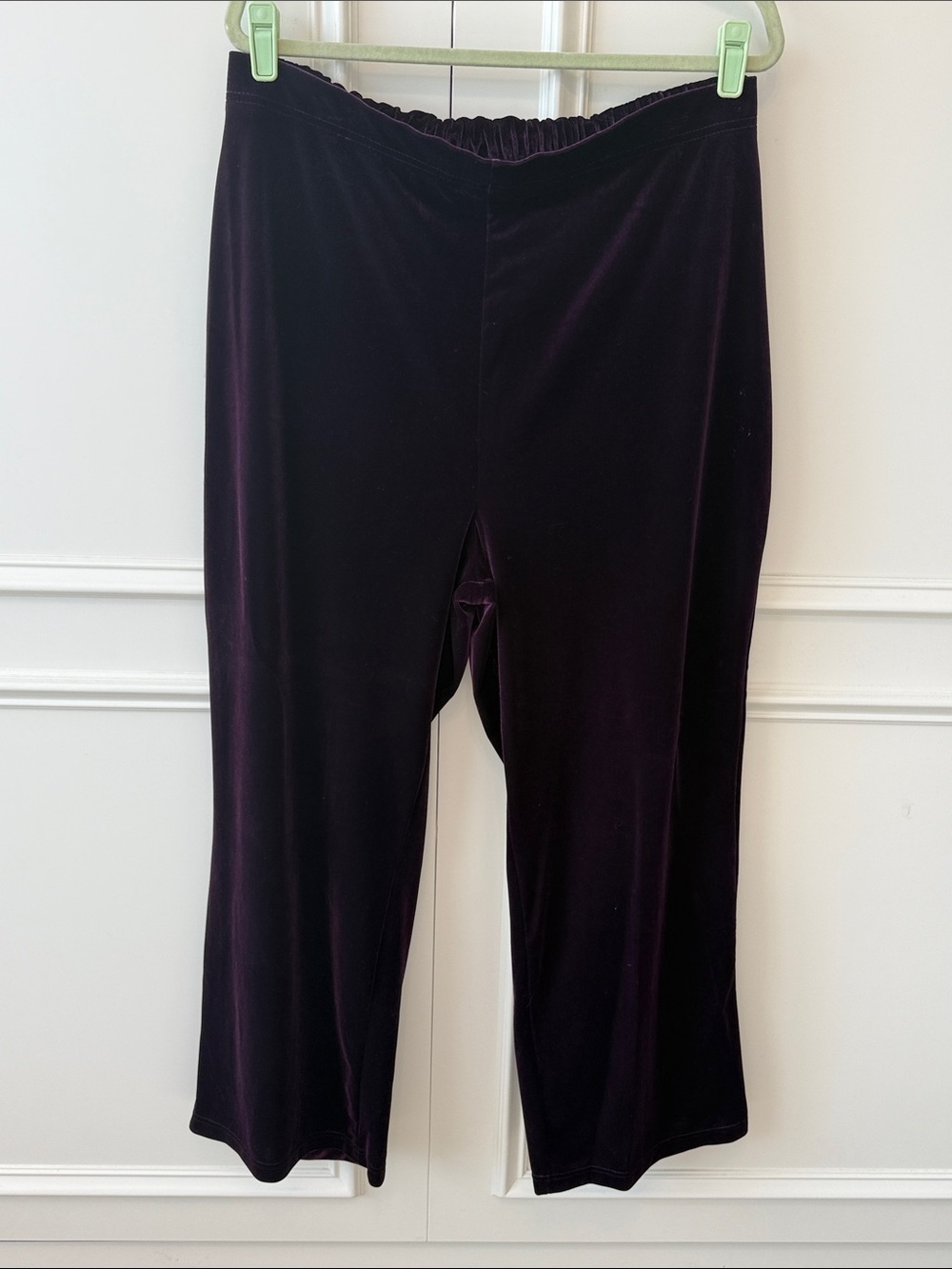 Avenue Velvet Boot-Cut Pants in Deep Plum